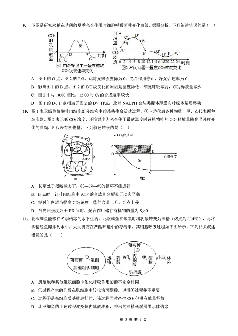 2025-2026学年度（上）高2026届9月月考生物_2025年9月_250920重庆实验外国语学校2025-2026学年度（上）高2026届9月月考（全科）_生物