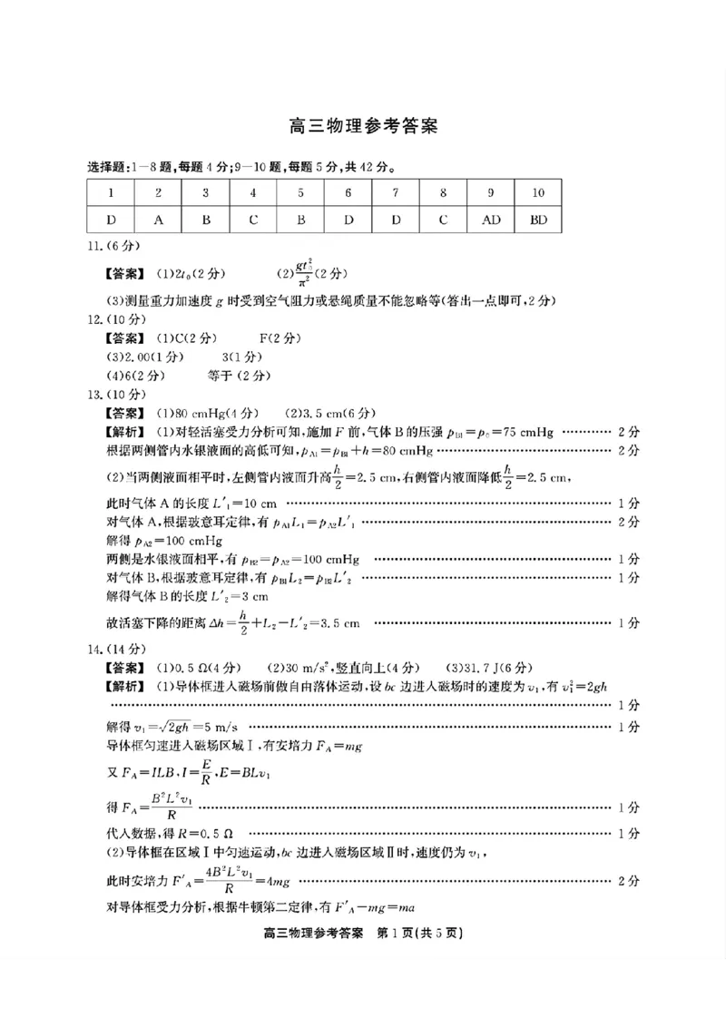 2025届安徽省高三下学期鼎尖预测大联考物理试卷_2025年5月_2505132025届安徽省鼎尖名校联盟高三5月预测联考（全科）