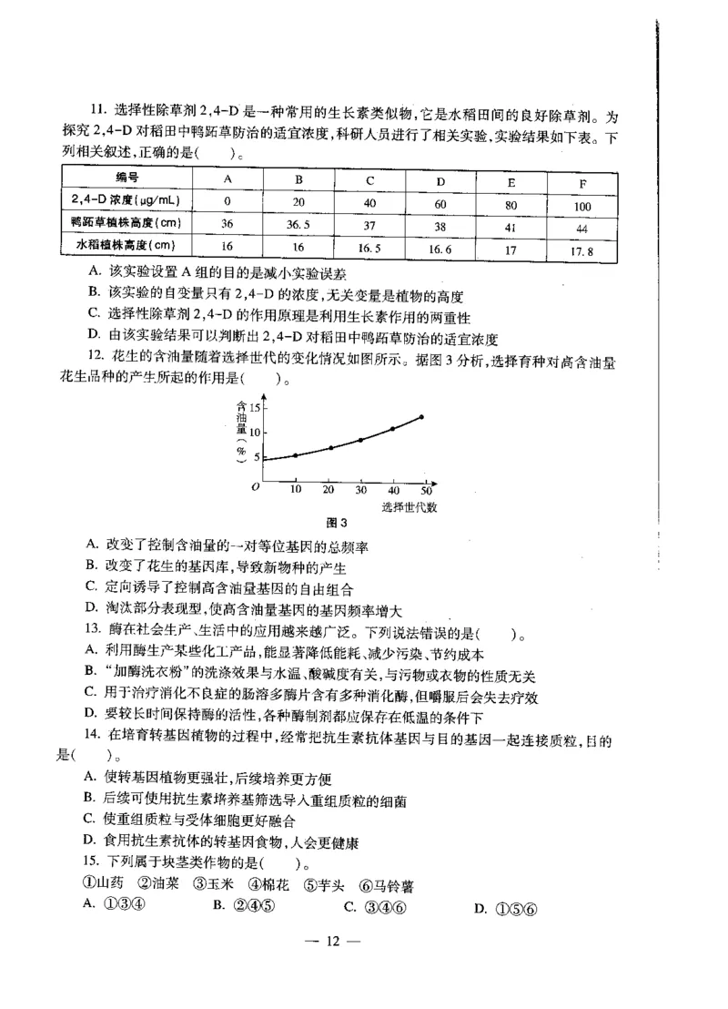 高中生物标准预测试卷题目6-10_4-教培资料-26年最新资料-同步更新_科一科二电子资料合集中小幼（笔记真题知识点汇总等）文件多，按需保存_各机构笔记合集（中小幼）推荐