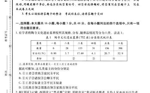 云南民族大学附属高级中学2026届高三上学期联考（一）历史试卷（含解析）_2025年8月_250831云南省上进联考云南民族大学附属高级中学2026届高三上学期联考（一）（全科）