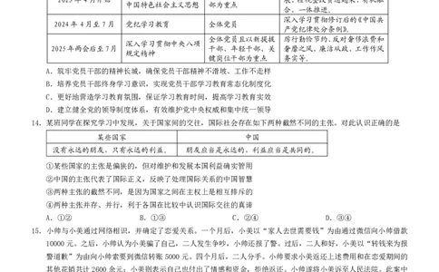 2025重庆康德二诊政治_2025年4月_250412重庆市2025年普通高等学校招生全国统一考试（康德二诊）（全科）
