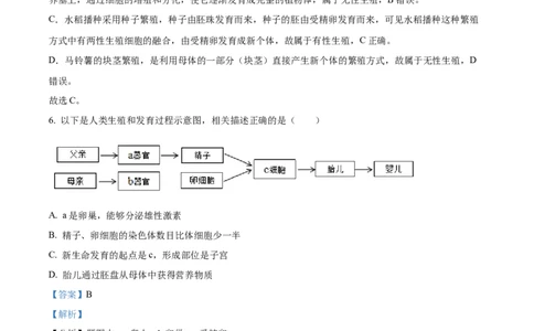 精品解析：2024年四川省广安市中考生物真题（解析版）_中考真题_8.生物中考真题2015-2024年_2024年中考生物真题_精品解析：2024年四川省广安市中考生物真题