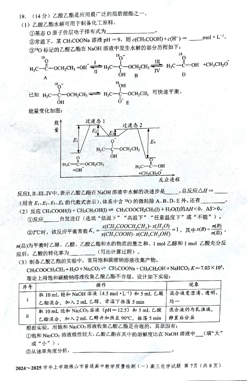 2025届广东省佛山市高三上学期一模化学试题+答案_2025年1月_250117广东省2025届佛山市高三上学期一模（全科）