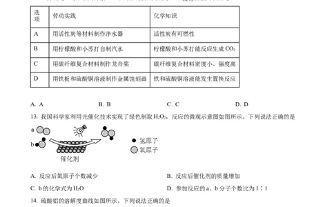 精品解析：2024年广东省中考化学真题（原卷版）_中考真题_5.化学中考真题2015-2024年_2024年中考化学真题_精品解析：2024年广东省中考化学真题