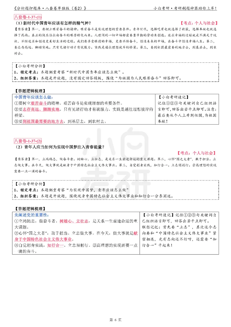 分析题押题库&middot;八套卷单独版（卷2）_2026考公资料_（49）政治理论合集_政治理论合集_2025考研政治pdf（笔记）_肖秀荣考研政治_24肖秀荣_24肖八背诵版_小白考研_分析题