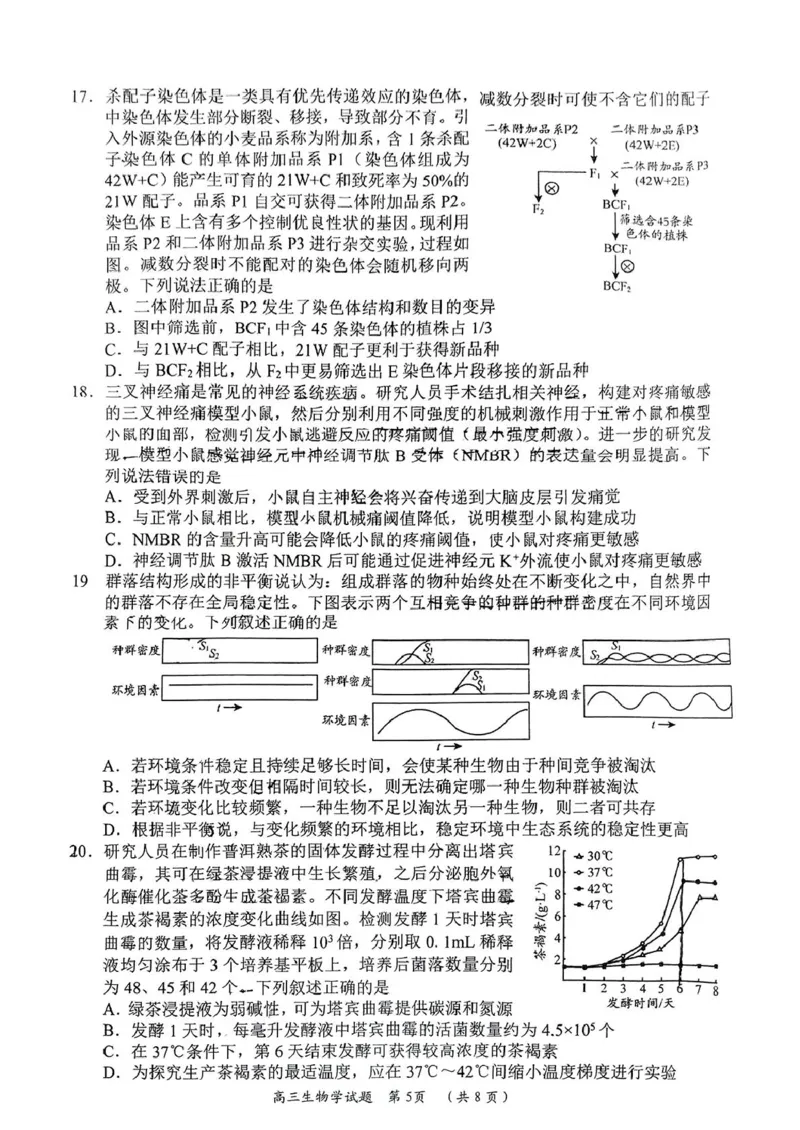 2025届山东省日照市高三校际联合考试(一模)生物试题_2025年2月_2502212025届山东省日照市高三下学期校际联合考试(一模)（全科）