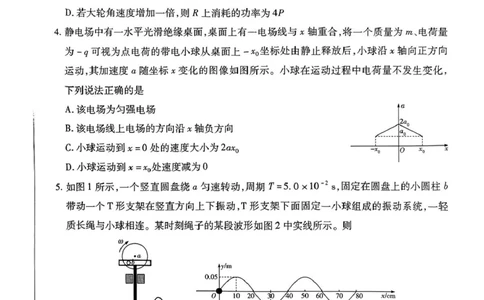 2025届山西省晋中市高三下学期3月高考适应性训练（二模）物理试题（B）_2025年3月_2503132025届山西省晋中市天一大联考高三下学期3月高考适应性训练（二模）（全科）