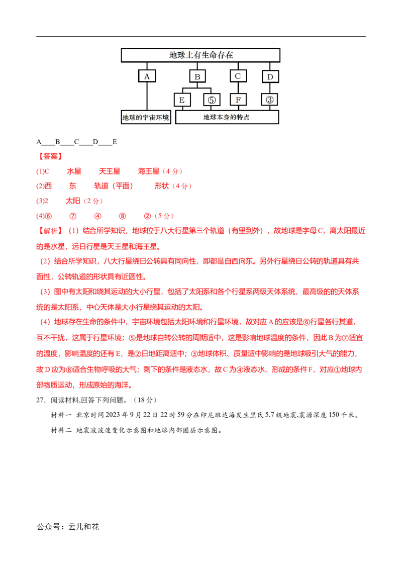 高一地理第一次月考卷（全解全析）（北京专用）_1多考区联考试卷_0924黄金卷：2024-2025学年高一上学期第一次月考9科word解析版含答题卡（北京专用）