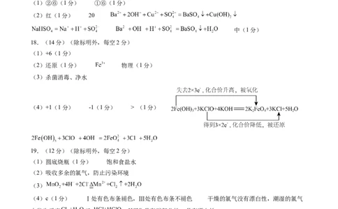 高一化学期中模拟卷（参考答案）_1多考区联考试卷_1021高一期中模拟卷（天津专用）黄金卷：2024-2025学年高一上学期期中模拟考试