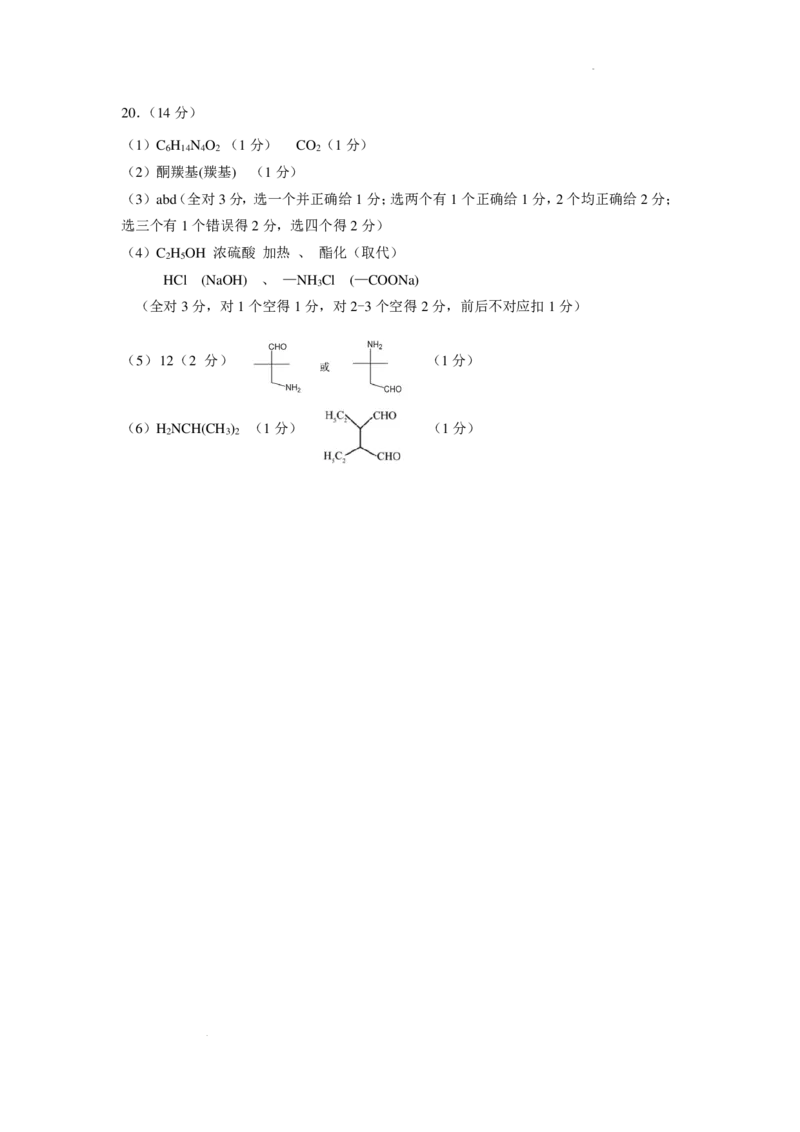 2025届大湾区一模高三化学参考答案及评分细则_2025年1月_2501142025届广东省大湾区普通高中毕业年级联合模拟考试(一)（全科）