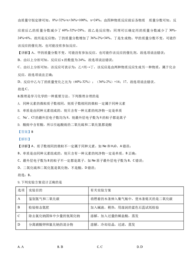 精品解析：内蒙古通辽市2020年中考化学试题（解析版）_中考真题_5.化学中考真题2015-2024年_2020中考化学真题（113份）_2020年中考真题精品解析化学（内蒙古通辽卷）精编word版