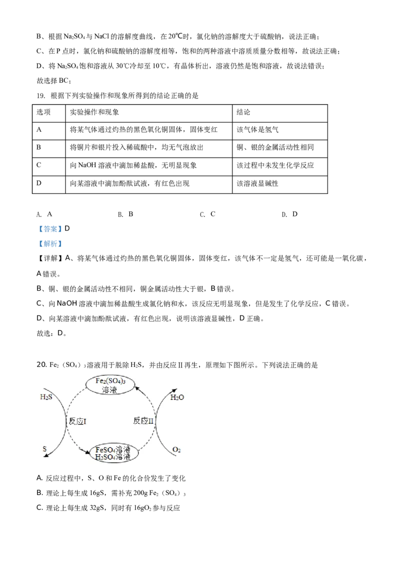 精品解析：江苏省扬州市2021年中考化学试题（解析版）_中考真题_5.化学中考真题2015-2024年_地区卷_江苏省_扬州中考化学08-22