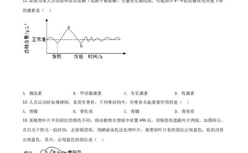 精品解析：江苏省苏州市2020年学业考试生物试题（原卷版）_中考真题_8.生物中考真题2015-2024年_2020生物真题74份_2020年中考真题精品解析生物（江苏苏州卷）精编word版