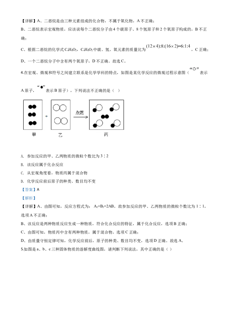 精品解析：四川省达州市2020年中考化学试题（解析版）_中考真题_5.化学中考真题2015-2024年_2020中考化学真题（113份）_2020年中考真题精品解析化学（四川达州卷）精编word版