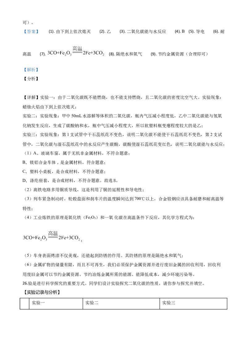 精品解析：山东省青岛市2020年中考化学试题（解析版）_中考真题_5.化学中考真题2015-2024年_2020中考化学真题（113份）_2020年中考真题精品解析化学（山东青岛卷）精编word版
