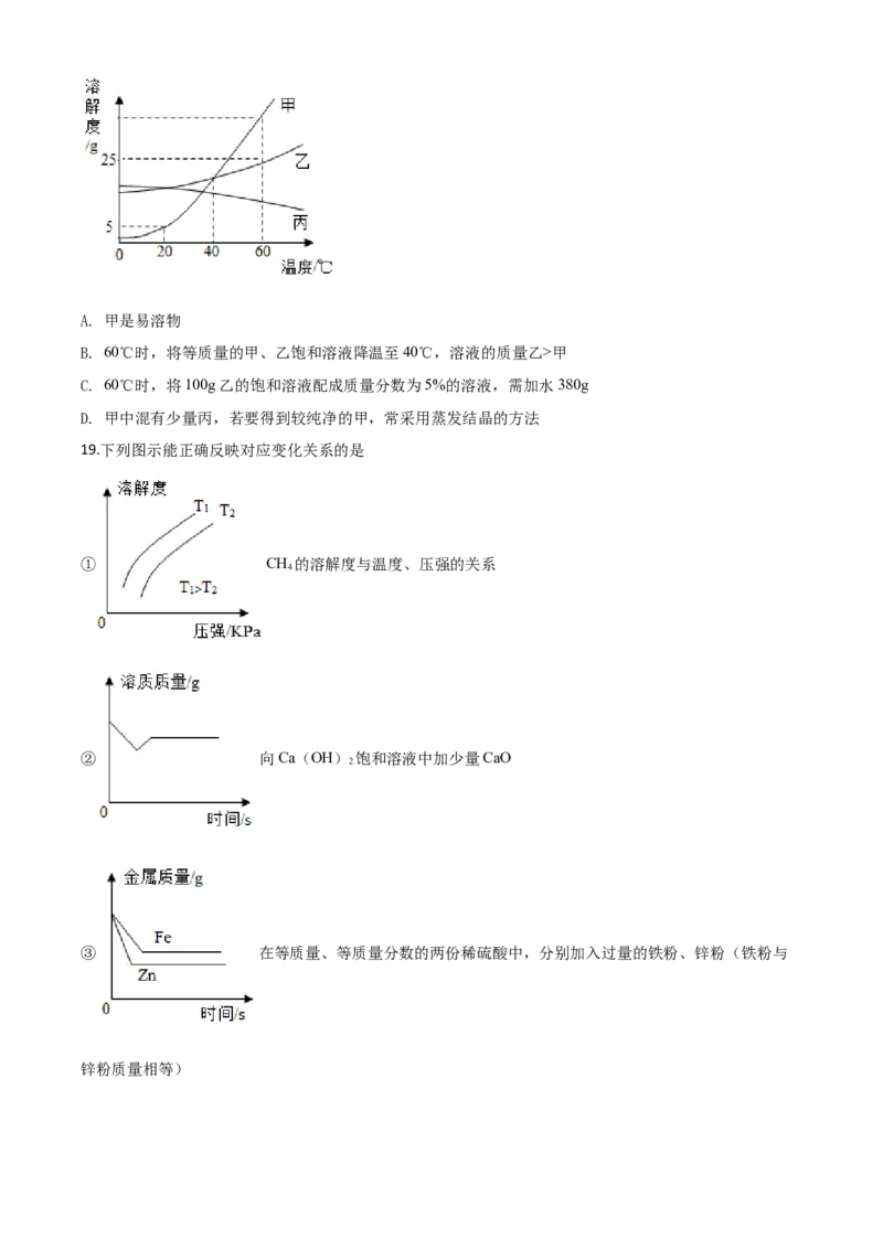 精品解析：云南省昆明市2020年中考化学试题（原卷版）_中考真题_5.化学中考真题2015-2024年_2020中考化学真题（113份）_2020年中考真题精品解析化学（云南昆明卷）精编word版