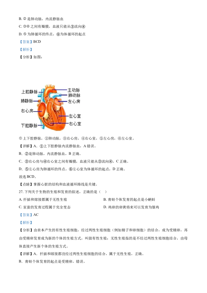 精品解析：湖北省咸宁市2021年中考生物试题（解析版）_中考真题_8.生物中考真题2015-2024年_2021中考生物真题64份_2021湖北_精品解析：湖北省咸宁市2021年中考生物试题