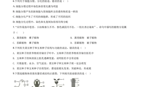 精品解析：山东省临沂市2020年中考生物试题（原卷版）_中考真题_8.生物中考真题2015-2024年_2020生物真题74份_2020年中考真题精品解析生物（山东临沂卷）精编word版