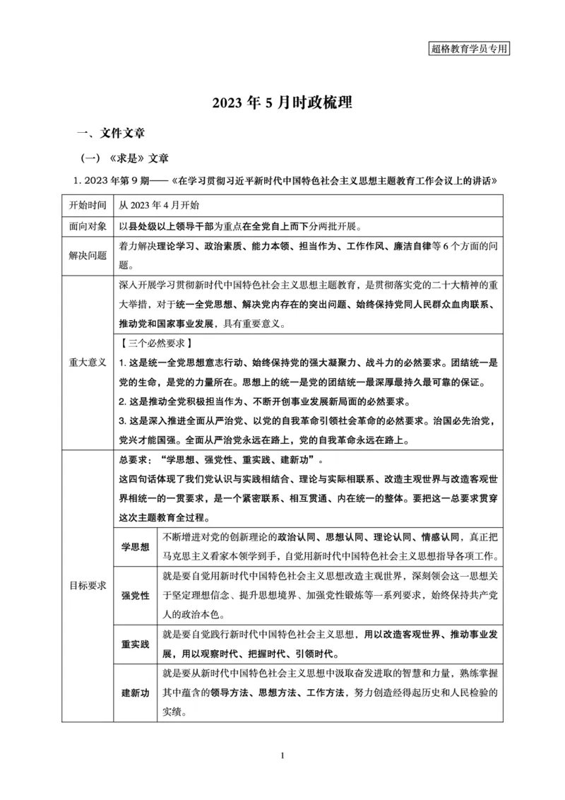 超格2023年5月时政讲义+60题_2026考公资料_（05）超格_超格时政_超格全国时政重点+重要会议讲话+720题