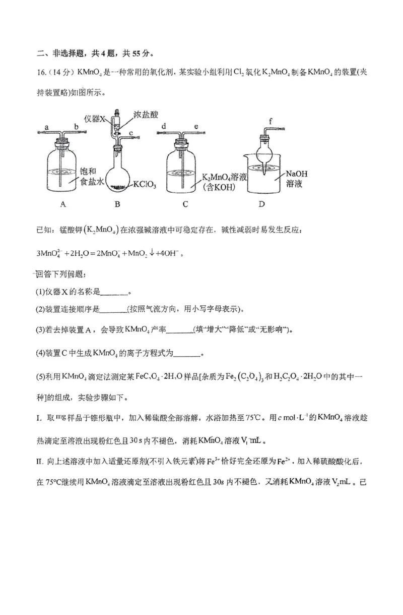 东北师大附中2025届高三下学期期初考试-化学试题+答案_2025年2月_250224吉林省长春市东北师范大学附属中学2024-2025学年高三下学期开学考试