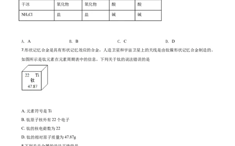 精品解析：四川省广安市2020年中考化学试题（原卷版）_中考真题_5.化学中考真题2015-2024年_2020中考化学真题（113份）_2020年中考真题精品解析化学（四川广安卷）精编word版