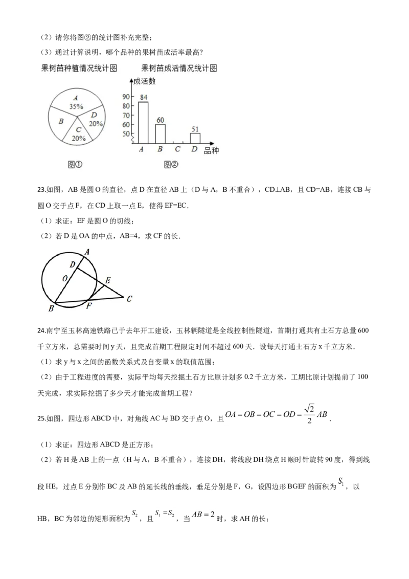 精品解析：广西玉林市2020年中考数学试题（原卷版）_中考真题_2.数学中考真题2015-2024年_2020全国多省多地中考数学真题126份_2020年中考真题精品解析数学（广西玉林卷）精编word版
