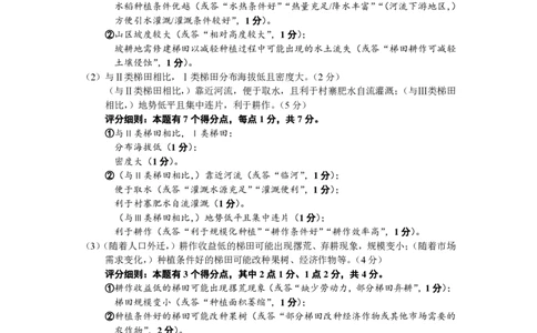 评分细则：2024届高中毕业班第一次质量检测(1)_2024年1月_01每日更新_28号_2024届福建省部分地市高三上学期第一次质量检测_2024届福建省部分地市高三上学期第一次质量检测地理