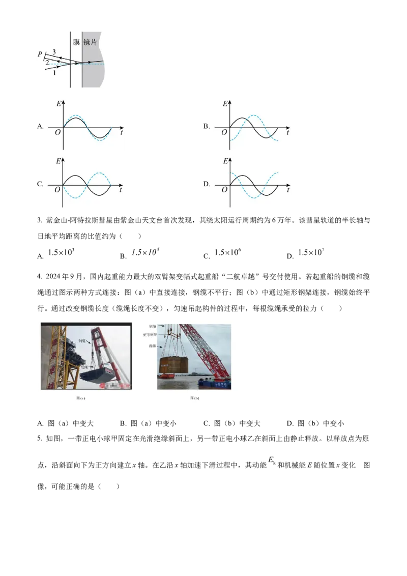2025年1月八省联考高考综合改革适应性测试&mdash;&mdash;高三物理试卷Word版无答案（内蒙古）_2025年1月_❤2025年高考综合改革适应性演练（八省联考）(1)