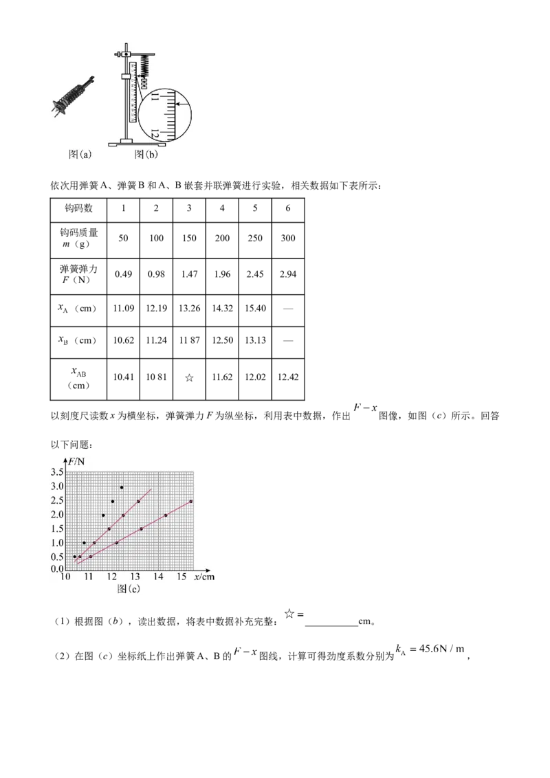 2025年1月八省联考高考综合改革适应性测试&mdash;&mdash;高三物理试卷Word版无答案（内蒙古）_2025年1月_❤2025年高考综合改革适应性演练（八省联考）(1)