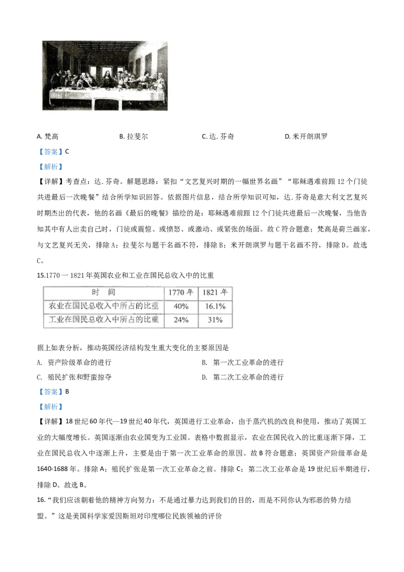精品解析：湖南省株洲市2020年中考历史试题（解析版）_中考真题_6.历史中考真题2015-2024年_2020历史真题79份_2020年中考真题精品解析历史（湖南株洲卷）精编word版