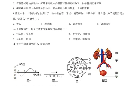 精品解析：湖南省衡阳市2021年中考生物试题（原卷版）_中考真题_8.生物中考真题2015-2024年_2021中考生物真题64份_2021湖南省_精品解析：湖南省衡阳市2021年中考生物试题