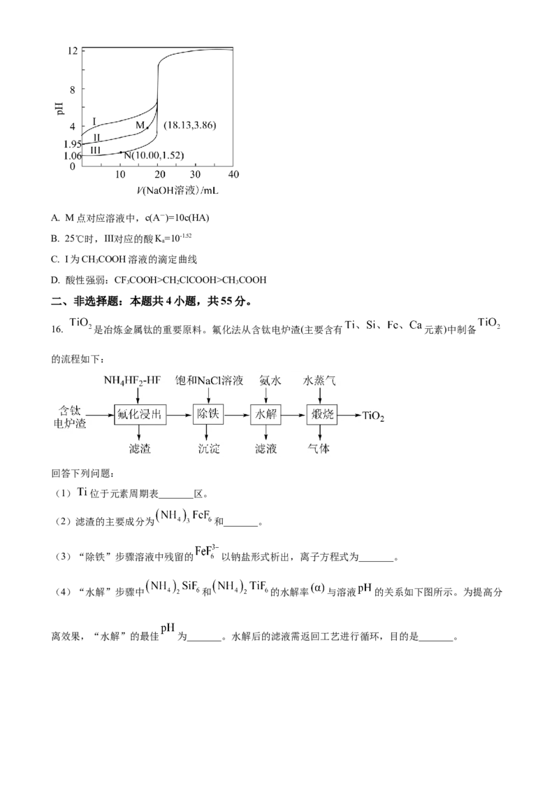 2025年1月八省联考高考综合改革适应性测试&mdash;&mdash;高三化学（内蒙古卷）Word版无答案_2025年1月_❤2025年高考综合改革适应性演练（八省联考）(1)