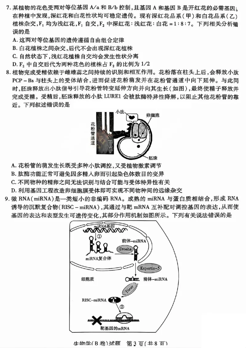 2025年5月山西省晋中市高考适应训练考试生物学试卷（PDF版，含答案）_2025年5月_250512山西省晋中市2025年5月高考适应训练考试（晋中三模）（全科）