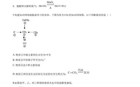 精品解析：四川省眉山市2020年中考化学试题（原卷版）_中考真题_5.化学中考真题2015-2024年_2020中考化学真题（113份）_2020年中考真题精品解析化学（四川眉山卷）精编word版