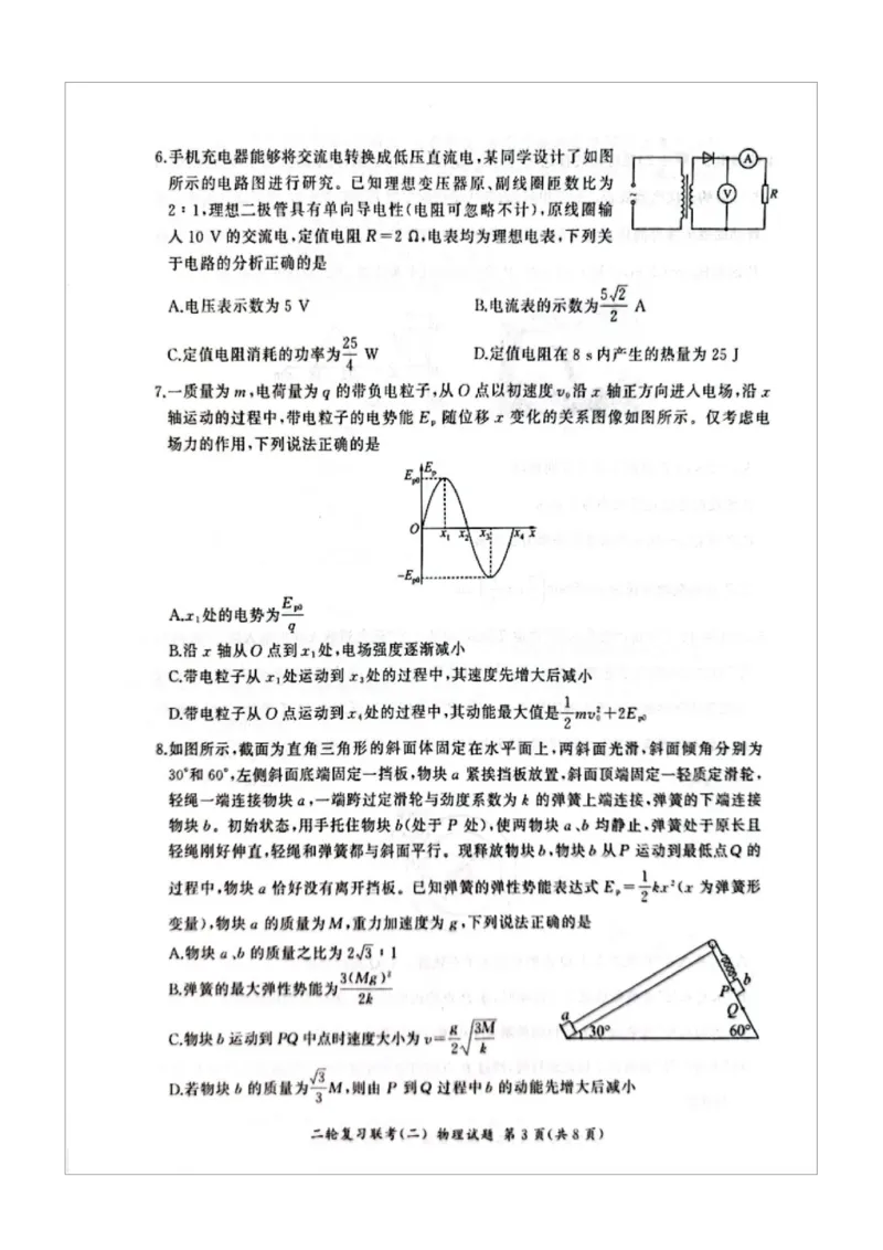 2025届山东省百师联盟高三下学期二轮复习联考（二）物理试题（PDF版，无答案）_2025年4月_250426百师联盟2025届高三二轮复习联考（二）（全科）