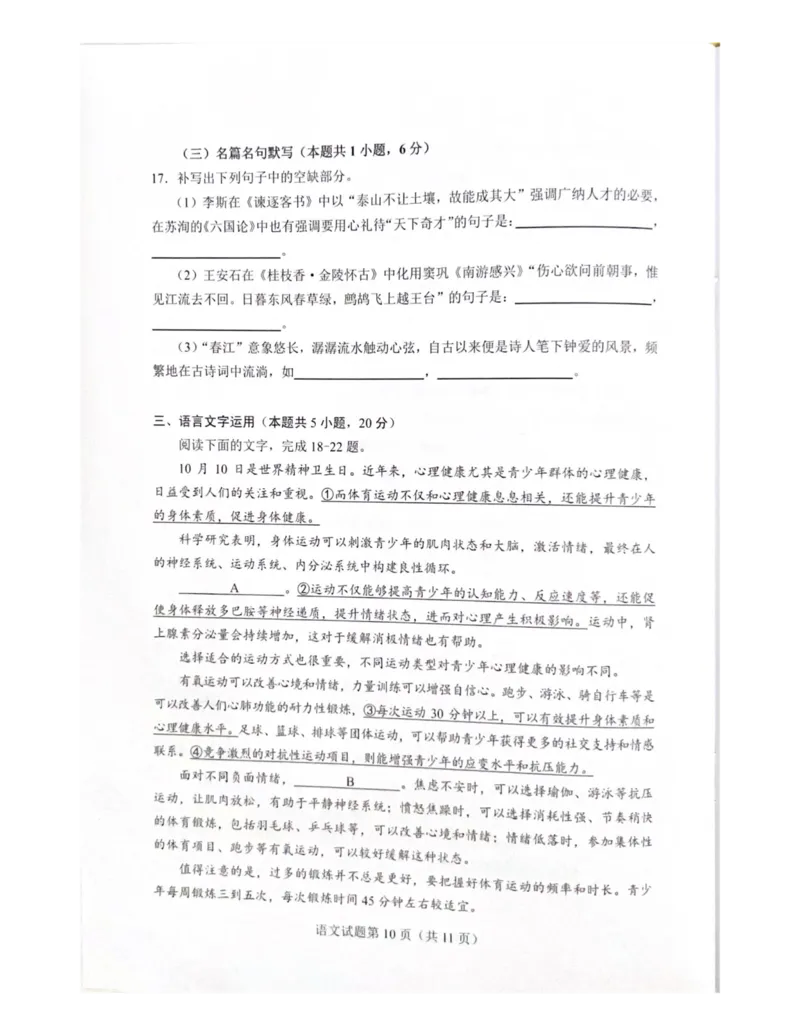 2025届湖南省长沙市新高考适应性考试语文试卷_2025年1月_250114长沙市2024-2025学年高三上学期新高考适应性考试（全科）_湖南省长沙市2024-2025学年高三上学期新高考适应性考试语文