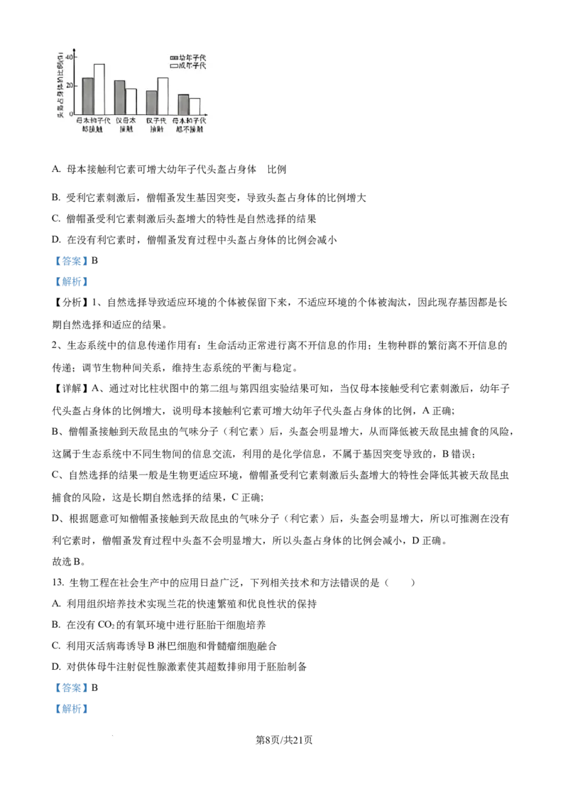2025《高考真题&bull;河北》生物真题(解析版)_2025《全国高考真题卷》各地方卷_2025《高考真题&bull;河北》