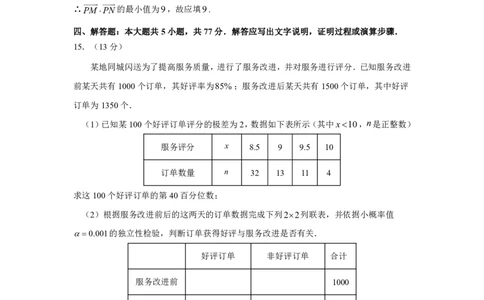 F数学试题评分参考：全国名校联盟2026届高三开学模拟考_2025年8月_250831福建-全国名校联盟2026届高三联合开学摸底考试（全科）_数学