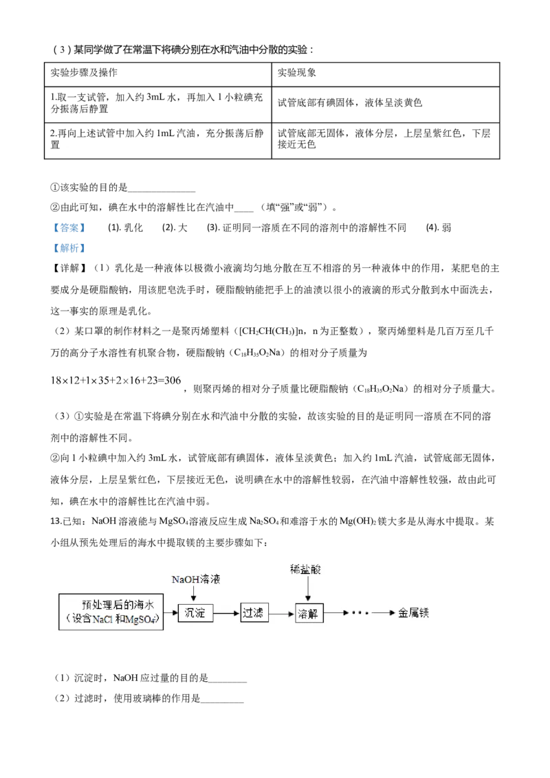 精品解析：江苏省徐州市2020年中考化学试题（解析版）_中考真题_5.化学中考真题2015-2024年_2020中考化学真题（113份）_2020年中考真题精品解析化学（江苏徐州卷）精编word版
