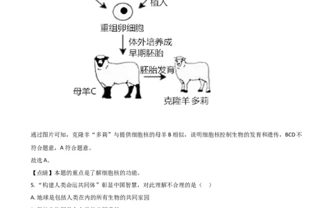 精品解析：湖南娄底市2020年中考生物试题（解析版）_中考真题_8.生物中考真题2015-2024年_2020生物真题74份_2020年中考真题解析生物(湖南娄底卷)精编word版