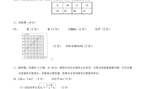 高一物理第一次月考卷（参考答案）（四川专用）_1多考区联考试卷_2510092025-2026学年高一物理上学期第一次月考