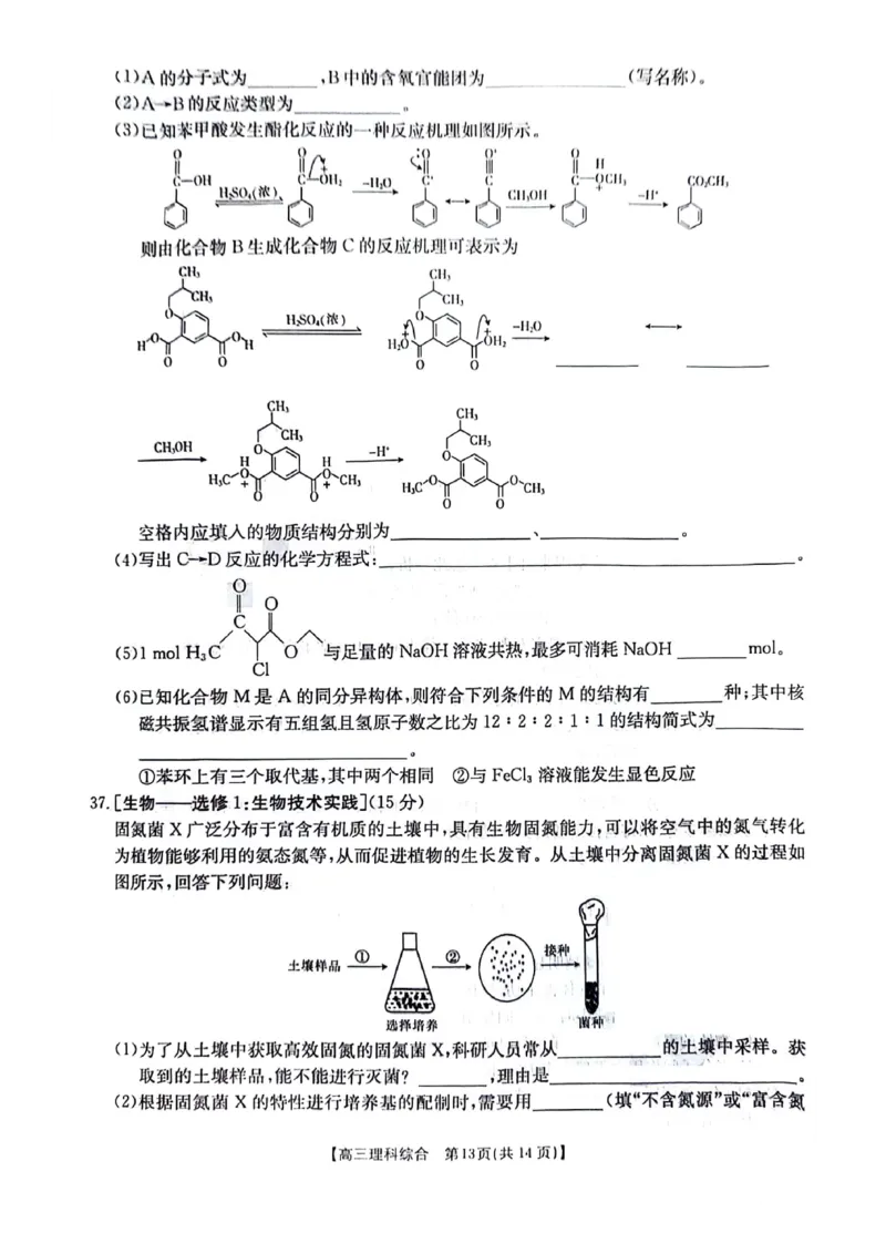 陕西省榆林市、商洛市、安康市2024届高三第一次模拟检测理综_2024届陕西省榆林市、商洛市、安康市高三第一次模拟检测