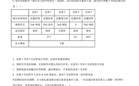 精品解析：湖南省张家界市2020年中考生物试题（原卷版）_中考真题_8.生物中考真题2015-2024年_2020生物真题74份_2020年中考真题解析生物(湖南张家界卷)精编word版