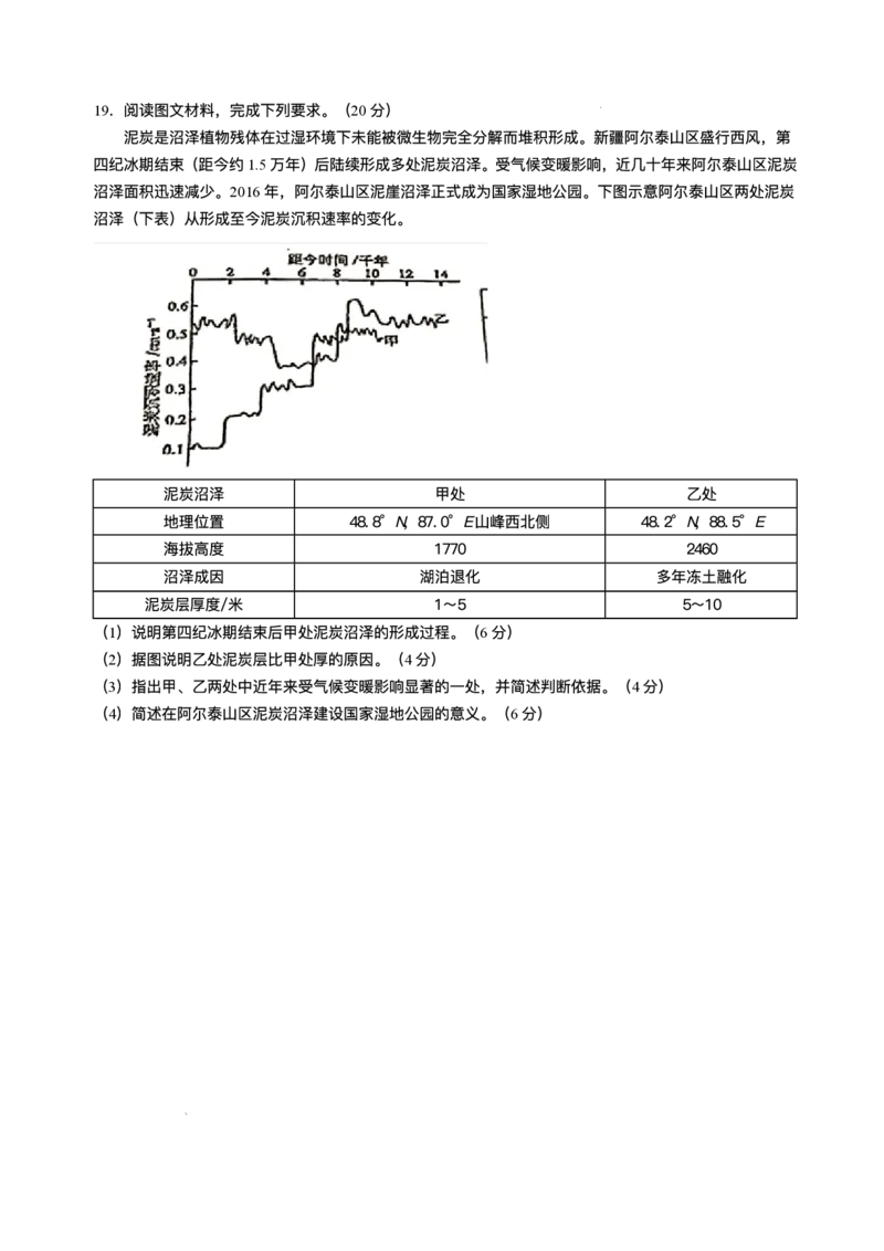 2025届湖南省长沙市湖南师范大学附属中学高三下学期三模地理试题+答案_2025年5月_250529湖南省长沙市湖南师范大学附属中学2024-2025学年高三下学期三模（全科）