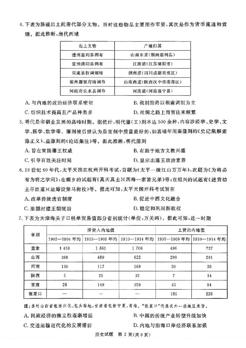 历史_2025年2月_250217河南省青桐鸣2025届高三2月联考（全科）_2025河南青桐鸣高三2月联考历史