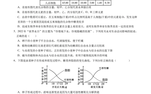 高一生物期中模拟卷03测试范围：人教版2019第1~4章（考试版A4）（新高考通用）_1多考区联考试卷_1014高一期中模拟卷（新高考通用）黄金卷：2024-2025学年高一上学期期中模拟考试