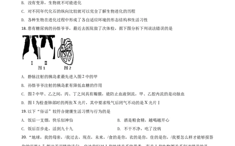 精品解析：湖南省株洲市2020年中考生物试题（原卷版）_中考真题_8.生物中考真题2015-2024年_2020生物真题74份_精品解析：湖南省株洲市2020年中考生物试题