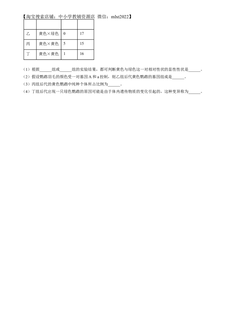 精品解析：2024年四川省眉山市中考生物试题（原卷版）_中考真题_8.生物中考真题2015-2024年_2024年中考生物真题_精品解析：2024年四川省眉山市中考生物试题