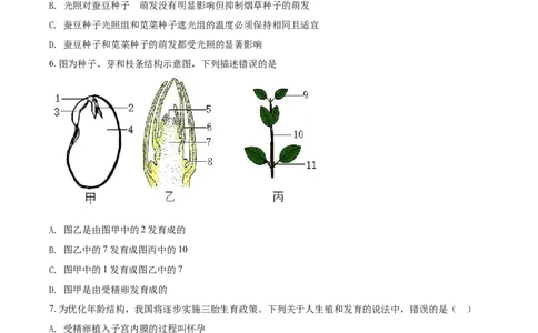 精品解析：山东省聊城市2021年中考生物试题（原卷版）_中考真题_8.生物中考真题2015-2024年_2021中考生物真题64份_2021山东省_精品解析：山东省聊城市2021年中考生物试题