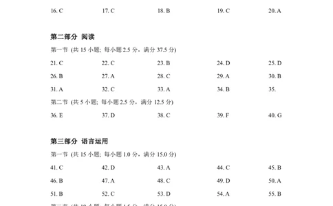 英语试题评分参考_1.高考2025全国各省真题+答案_00.2025各省市高考真题及答案（按省份分类）_10、安徽卷（9科全）_3.英语